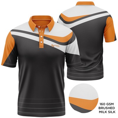 Unisex 160 GSM Lightweight Brushed Milk Silk Sublimation Short Sleeve Polo Shirt