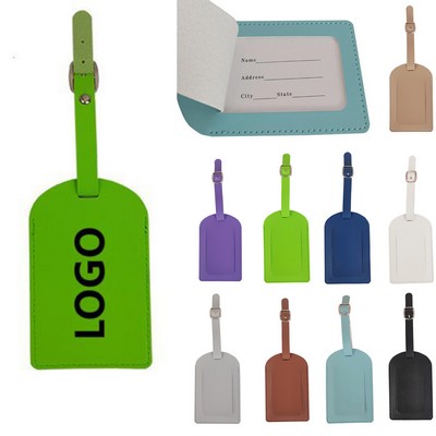 Leather Luggage Tag with Adjustable Strap and ID Window